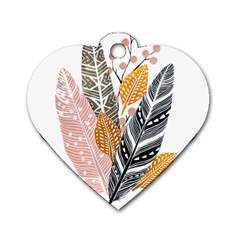 Feather Feathers Dog Tag Heart (one Side)