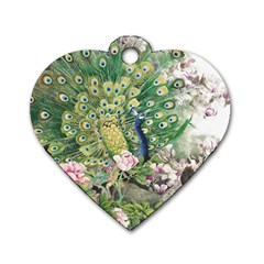 Peafowl Peacock Feather Beautiful Dog Tag Heart (two Sides) by Sudhe