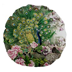 Peafowl Peacock Feather Beautiful Large 18  Premium Round Cushions by Sudhe