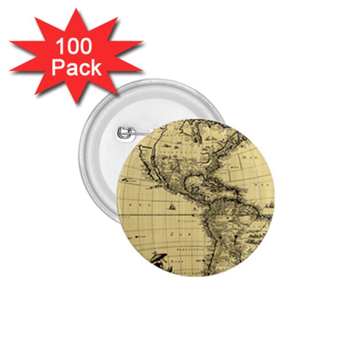 Map Vintage Old Ancient Antique 1.75  Buttons (100 pack) 