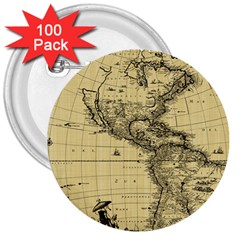 Map Vintage Old Ancient Antique 3  Buttons (100 Pack) 