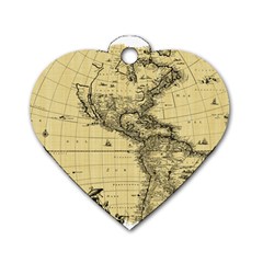 Map Vintage Old Ancient Antique Dog Tag Heart (two Sides)