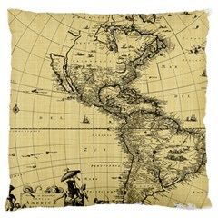 Map Vintage Old Ancient Antique Large Cushion Case (one Side) by Sudhe