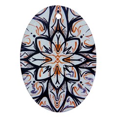 White Black And Orange Illustration Ornament (oval) by Wegoenart