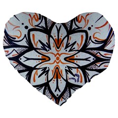 White Black And Orange Illustration Large 19  Premium Heart Shape Cushions by Wegoenart