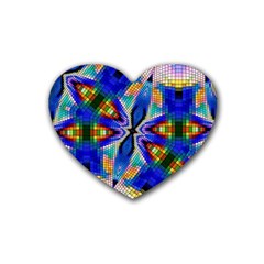 Art Kaleidoscope Meditation Mosaic Rubber Coaster (heart)  by Wegoenart