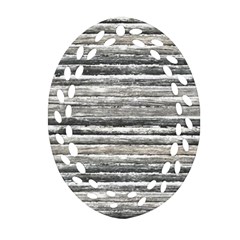 Striped Grunge Print Design Oval Filigree Ornament (Two Sides)