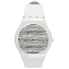 Striped Grunge Print Design Round Plastic Sport Watch (M)