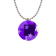 Purple Stars Pattern Shape 1  Button Necklace