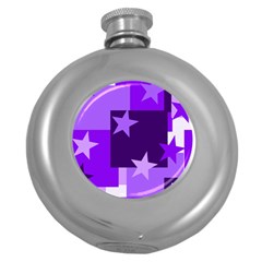 Purple Stars Pattern Shape Round Hip Flask (5 Oz) by Alisyart