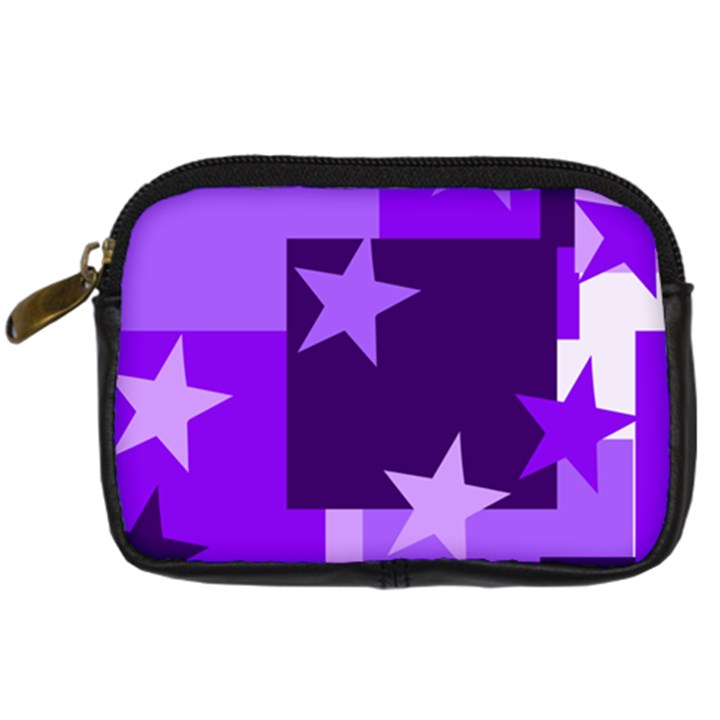 Purple Stars Pattern Shape Digital Camera Leather Case