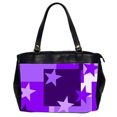 Purple Stars Pattern Shape Oversize Office Handbag (2 Sides)