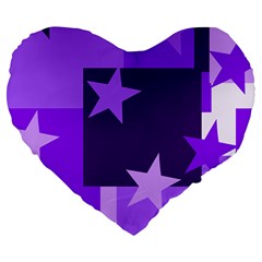 Purple Stars Pattern Shape Large 19  Premium Heart Shape Cushions by Alisyart