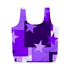 Purple Stars Pattern Shape Full Print Recycle Bag (m)