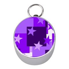 Purple Stars Pattern Shape Mini Silver Compasses by Alisyart