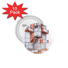 Rag Flats Onion Flats Llc Architecture Drawing Graffiti Architecture 1.75  Buttons (10 pack)