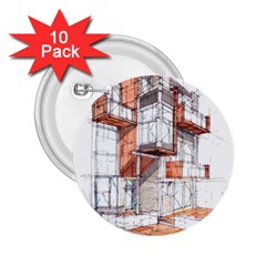 Rag Flats Onion Flats Llc Architecture Drawing Graffiti Architecture 2.25  Buttons (10 pack) 