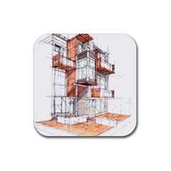 Rag Flats Onion Flats Llc Architecture Drawing Graffiti Architecture Rubber Coaster (Square) 