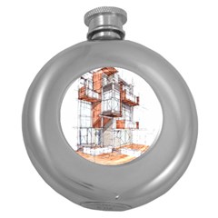 Rag Flats Onion Flats Llc Architecture Drawing Graffiti Architecture Round Hip Flask (5 oz)