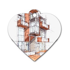 Rag Flats Onion Flats Llc Architecture Drawing Graffiti Architecture Dog Tag Heart (One Side)