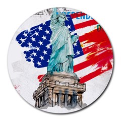 Statue Of Liberty Independence Day Poster Art Round Mousepads