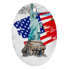 Statue Of Liberty Independence Day Poster Art Ornament (Oval)
