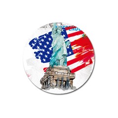 Statue Of Liberty Independence Day Poster Art Magnet 3  (Round)