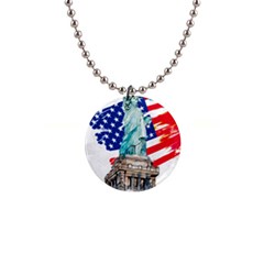 Statue Of Liberty Independence Day Poster Art 1  Button Necklace