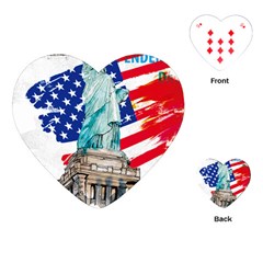 Statue Of Liberty Independence Day Poster Art Playing Cards Single Design (Heart)