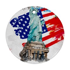 Statue Of Liberty Independence Day Poster Art Round Ornament (Two Sides)