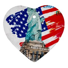 Statue Of Liberty Independence Day Poster Art Heart Ornament (Two Sides)