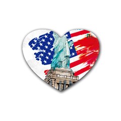 Statue Of Liberty Independence Day Poster Art Rubber Coaster (Heart) 