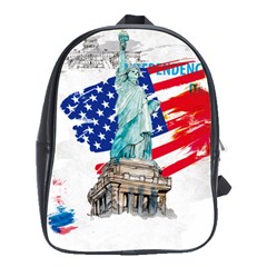 Statue Of Liberty Independence Day Poster Art School Bag (Large)