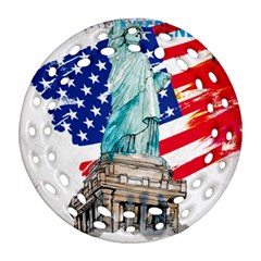 Statue Of Liberty Independence Day Poster Art Round Filigree Ornament (Two Sides)