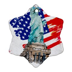 Statue Of Liberty Independence Day Poster Art Snowflake Ornament (Two Sides)
