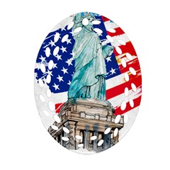 Statue Of Liberty Independence Day Poster Art Ornament (Oval Filigree)