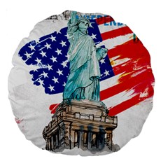 Statue Of Liberty Independence Day Poster Art Large 18  Premium Round Cushions