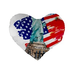 Statue Of Liberty Independence Day Poster Art Standard 16  Premium Flano Heart Shape Cushions