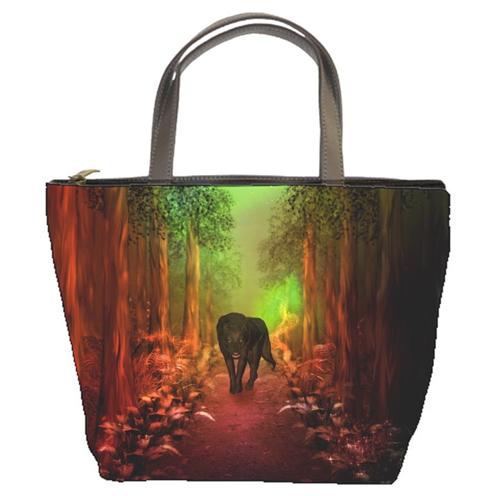 The Lonely Wolf In The Night Bucket Bag