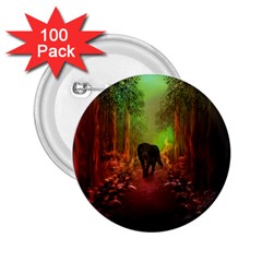 The Lonely Wolf In The Night 2 25  Buttons (100 Pack)  by FantasyWorld7