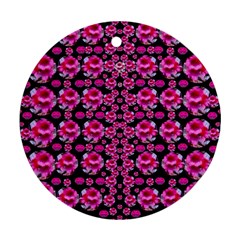 Floral To Be Happy Of In Soul And Mind Decorative Round Ornament (two Sides) by pepitasart