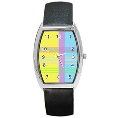 Easter Background Easter Plaid Barrel Style Metal Watch