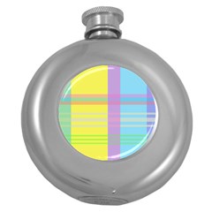 Easter Background Easter Plaid Round Hip Flask (5 Oz)
