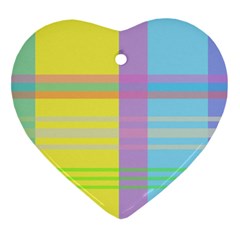 Easter Background Easter Plaid Heart Ornament (Two Sides)