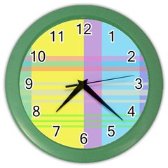 Easter Background Easter Plaid Color Wall Clock