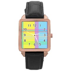 Easter Background Easter Plaid Rose Gold Leather Watch 