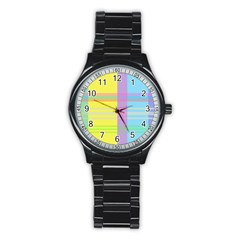 Easter Background Easter Plaid Stainless Steel Round Watch