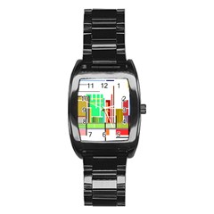 Business Finance Statistics Graphic Stainless Steel Barrel Watch by Simbadda