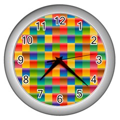 Background Colorful Abstract Wall Clock (silver)