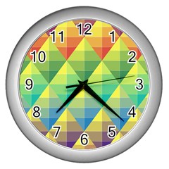 Background Colorful Geometric Wall Clock (silver)